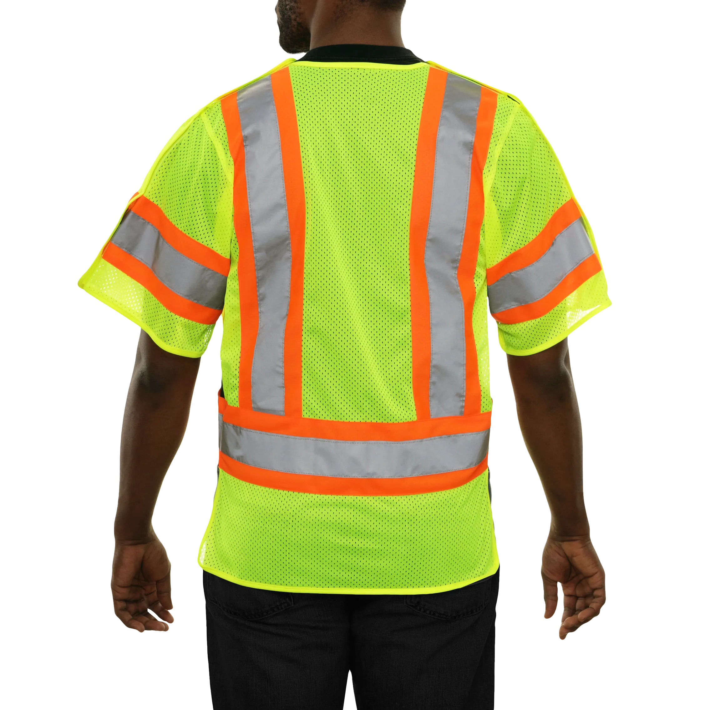 591GTLM Safety Vest: Hi-Vis Vest: 5pt Breakaway Mesh: ANSI 3: Adjustable Side Wraps