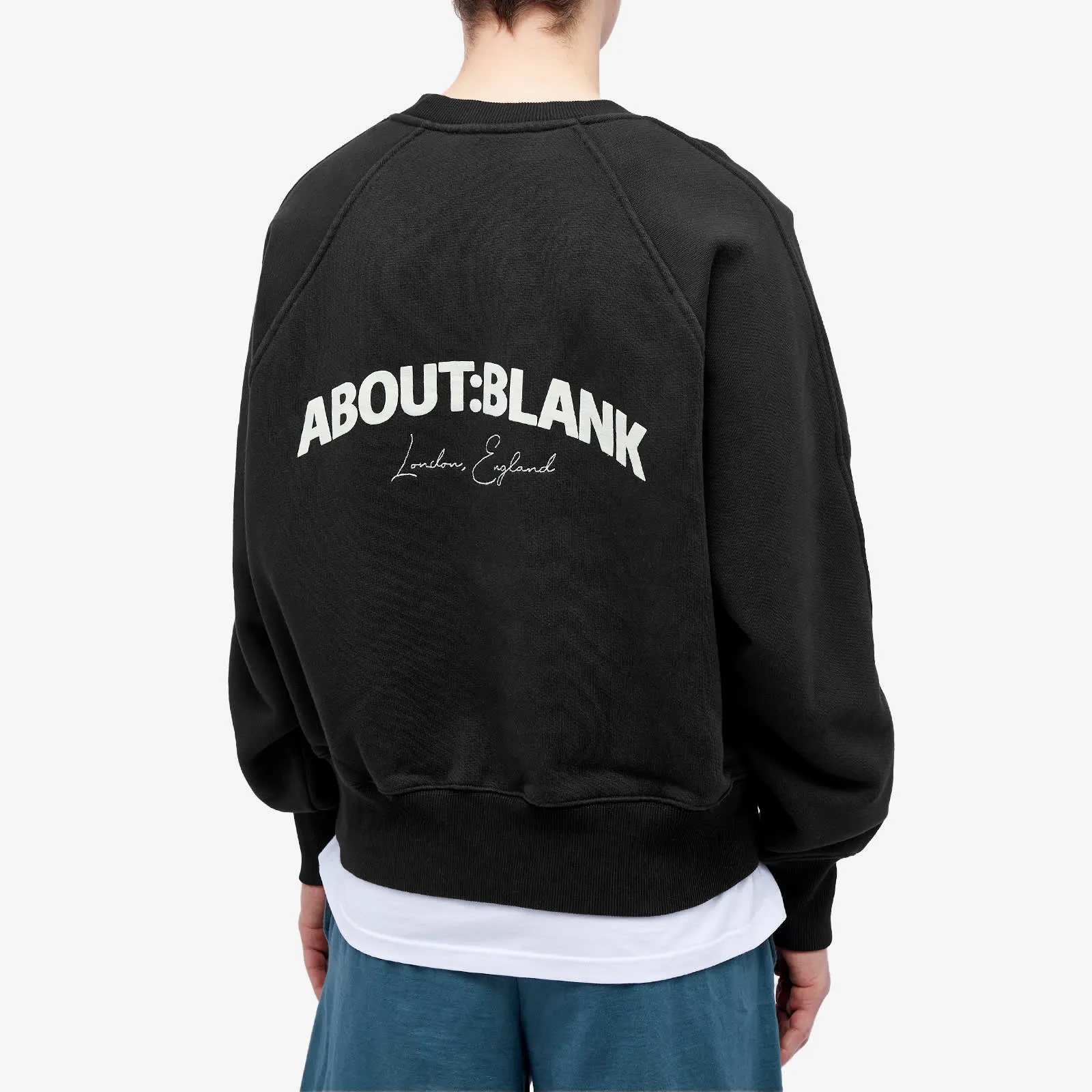 About:Blank Arched Logo Raglan Sweater, Black & Ecru