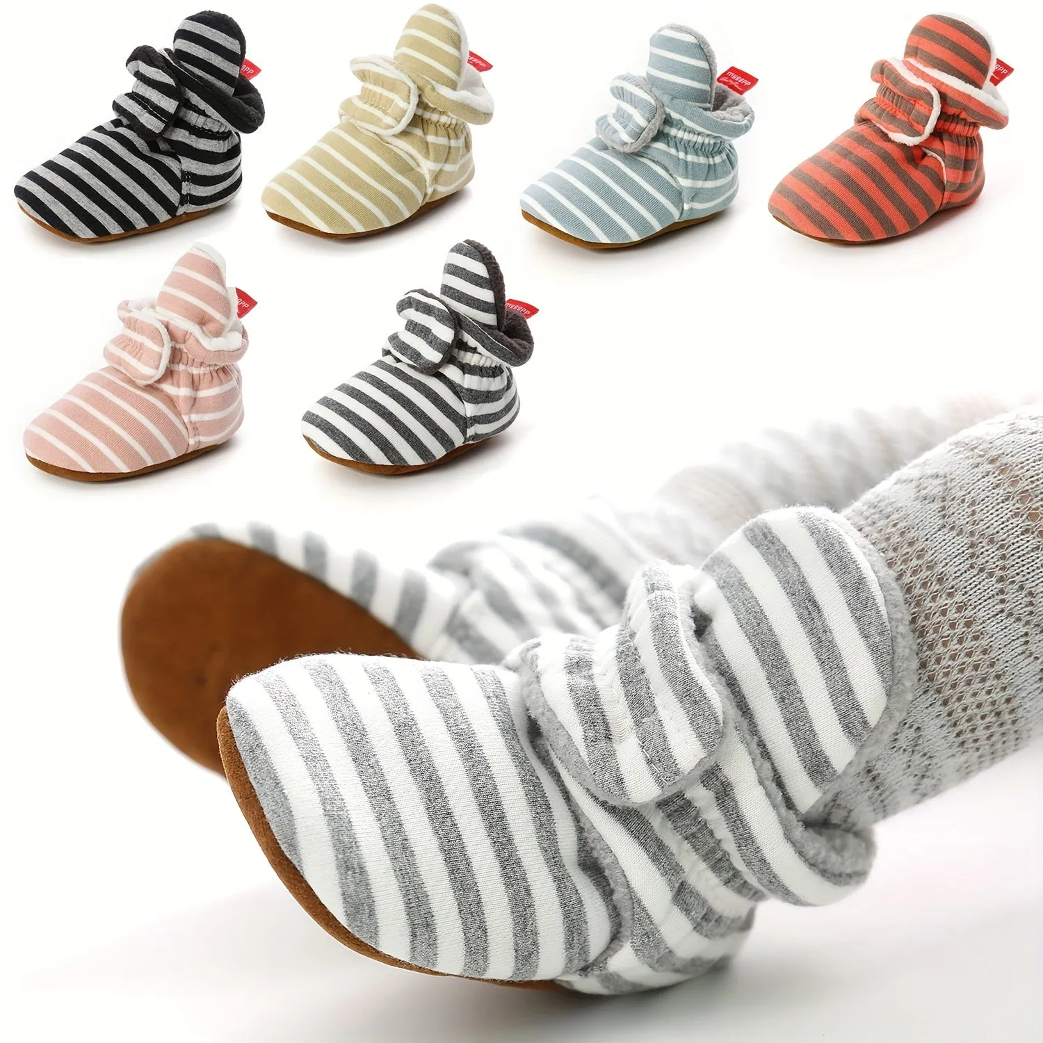 Adorable Baby Boys Warm Walking Shoes - Stylish Striped Design, Insulated for Ultimate Comfort, Perfect for Little Explorers Learning to Walk