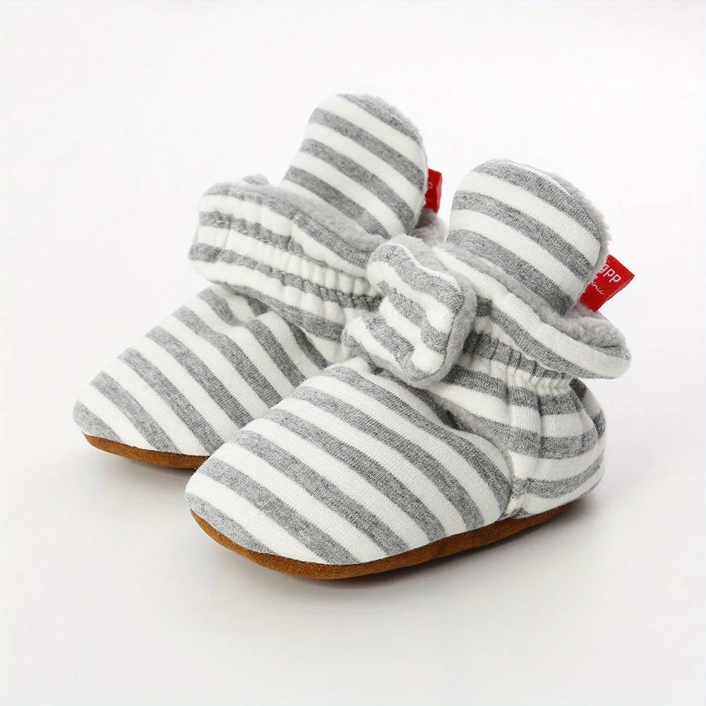 Adorable Baby Boys Warm Walking Shoes - Stylish Striped Design, Insulated for Ultimate Comfort, Perfect for Little Explorers Learning to Walk