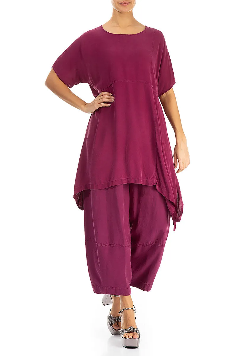 Asymmetric Burgundy Silk Tunic