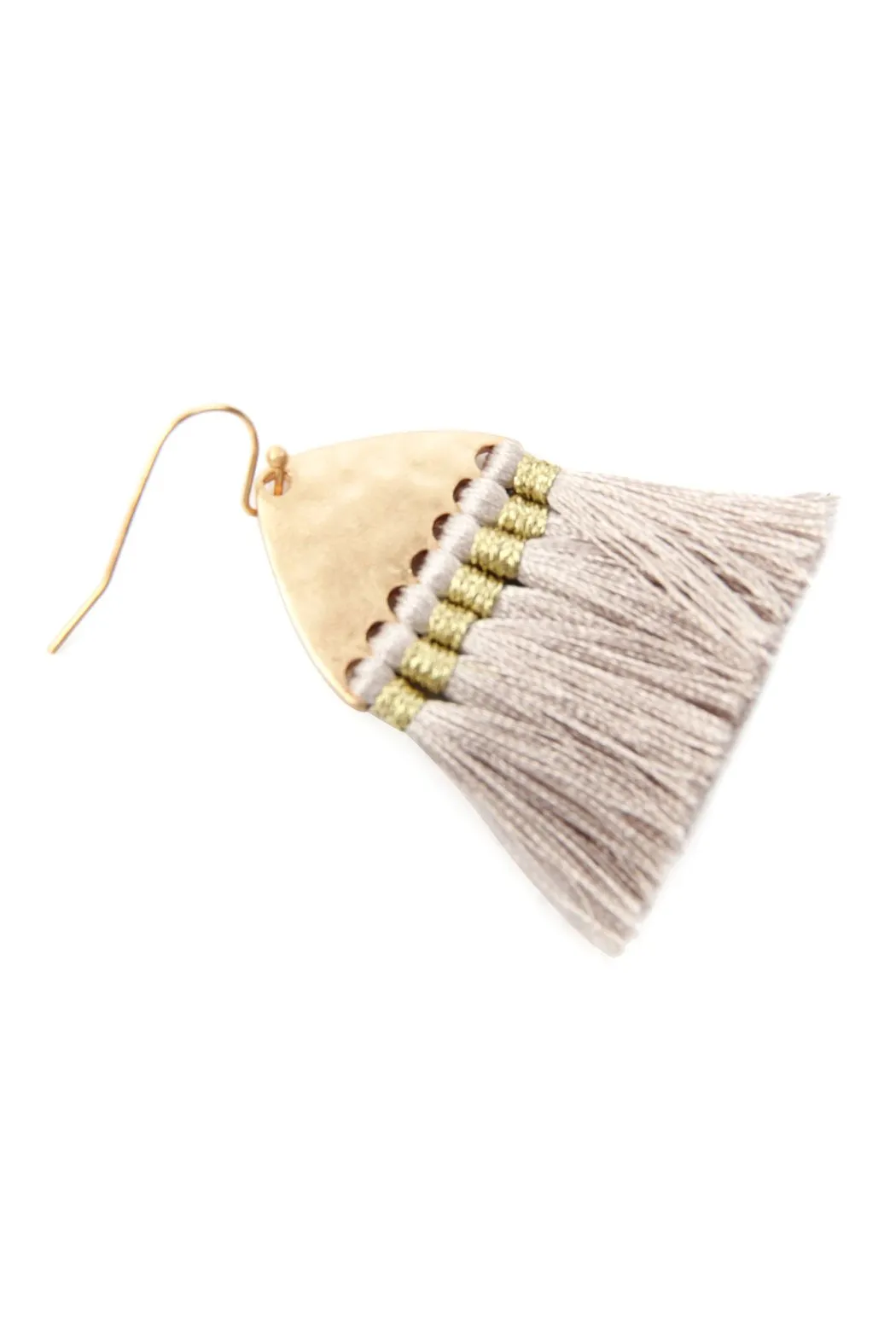 B2e2783 - Thread Tassel Hammered Metal Hook Earrings