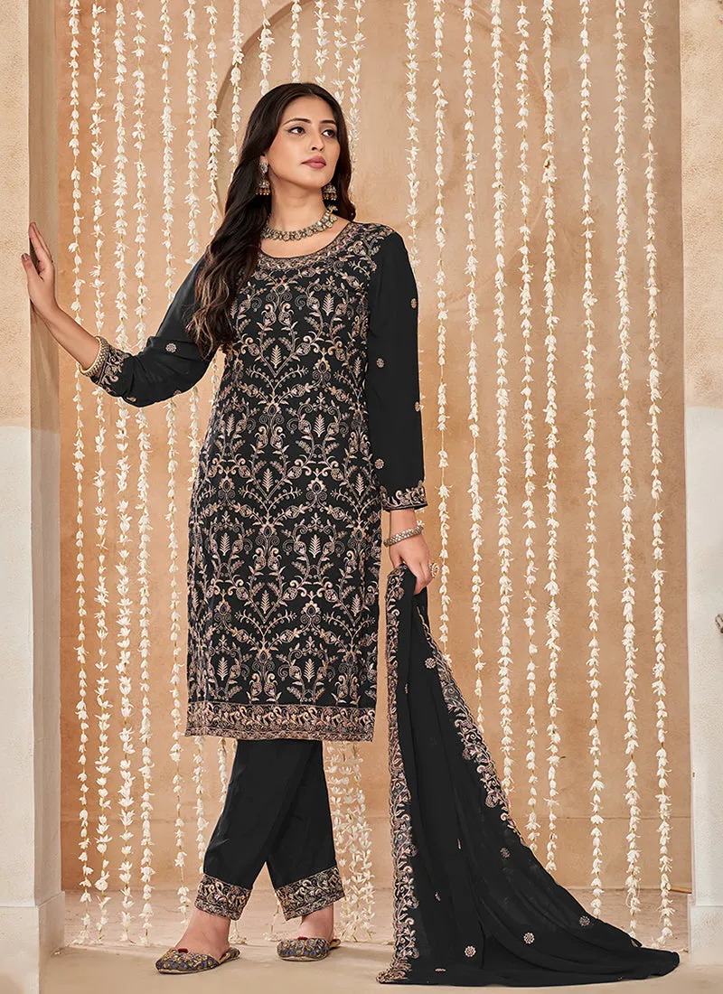 Black Embroidered Salwar Kameez Suit