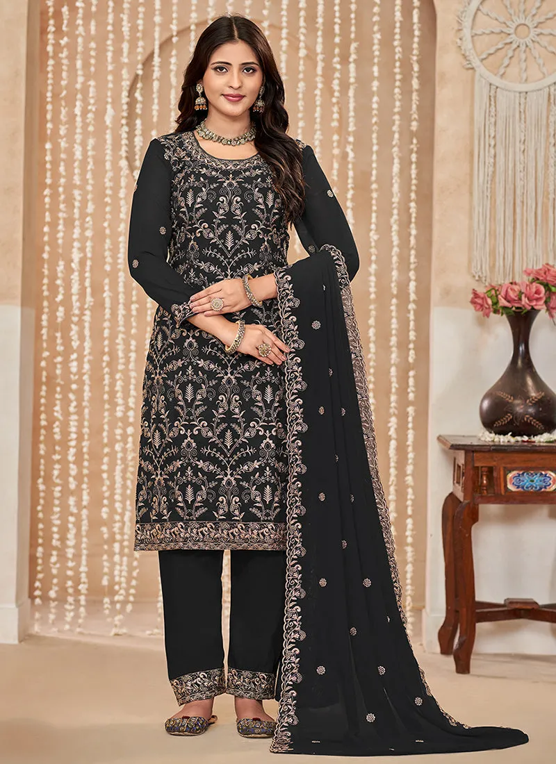 Black Embroidered Salwar Kameez Suit