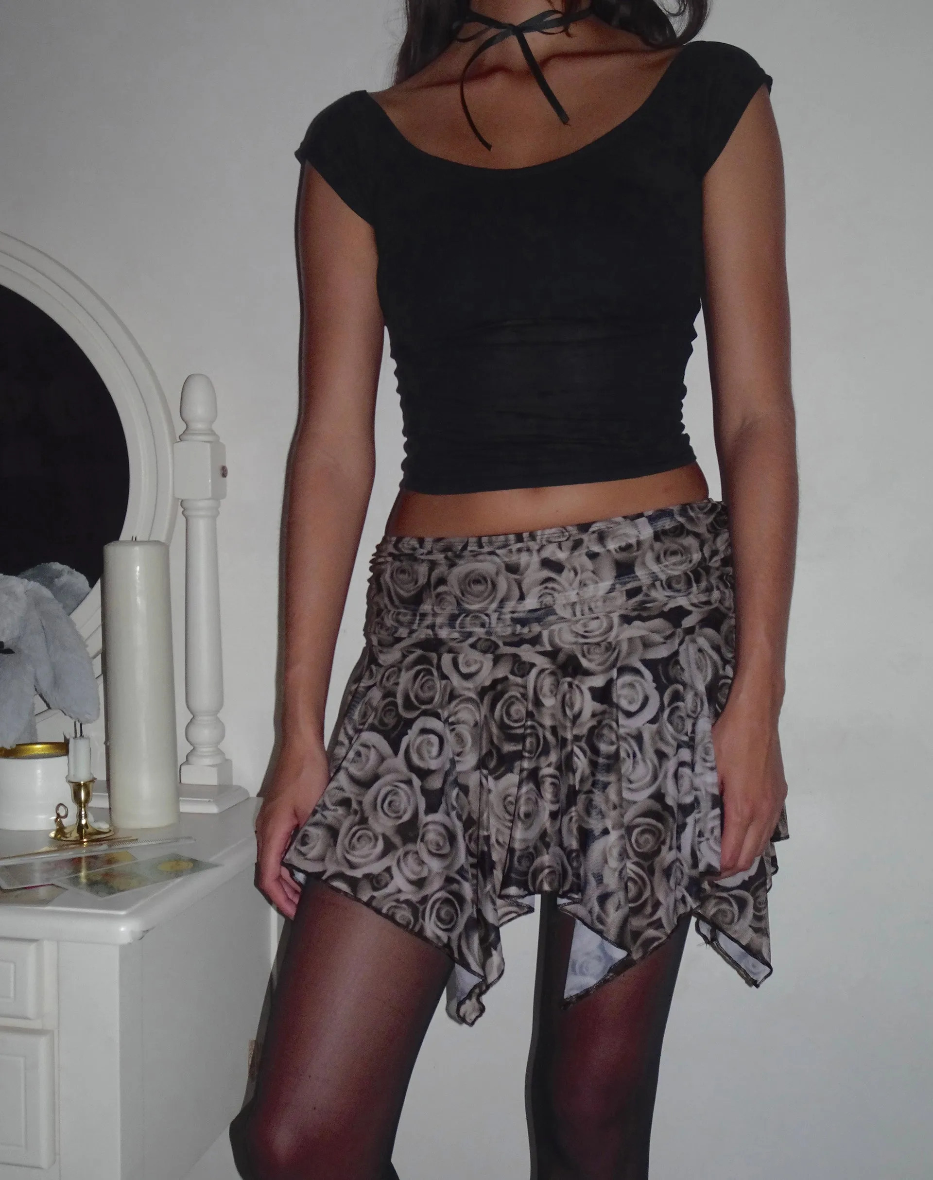 Cordelia Mini Skirt in Autumn Rose Print