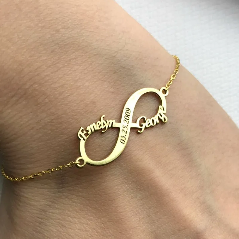 Custom Name And Date Infinity Bracelet- Best Anniversary Gifts For Wife