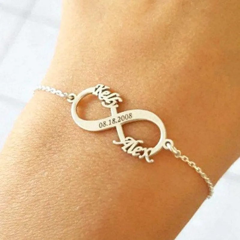 Custom Name And Date Infinity Bracelet- Best Anniversary Gifts For Wife