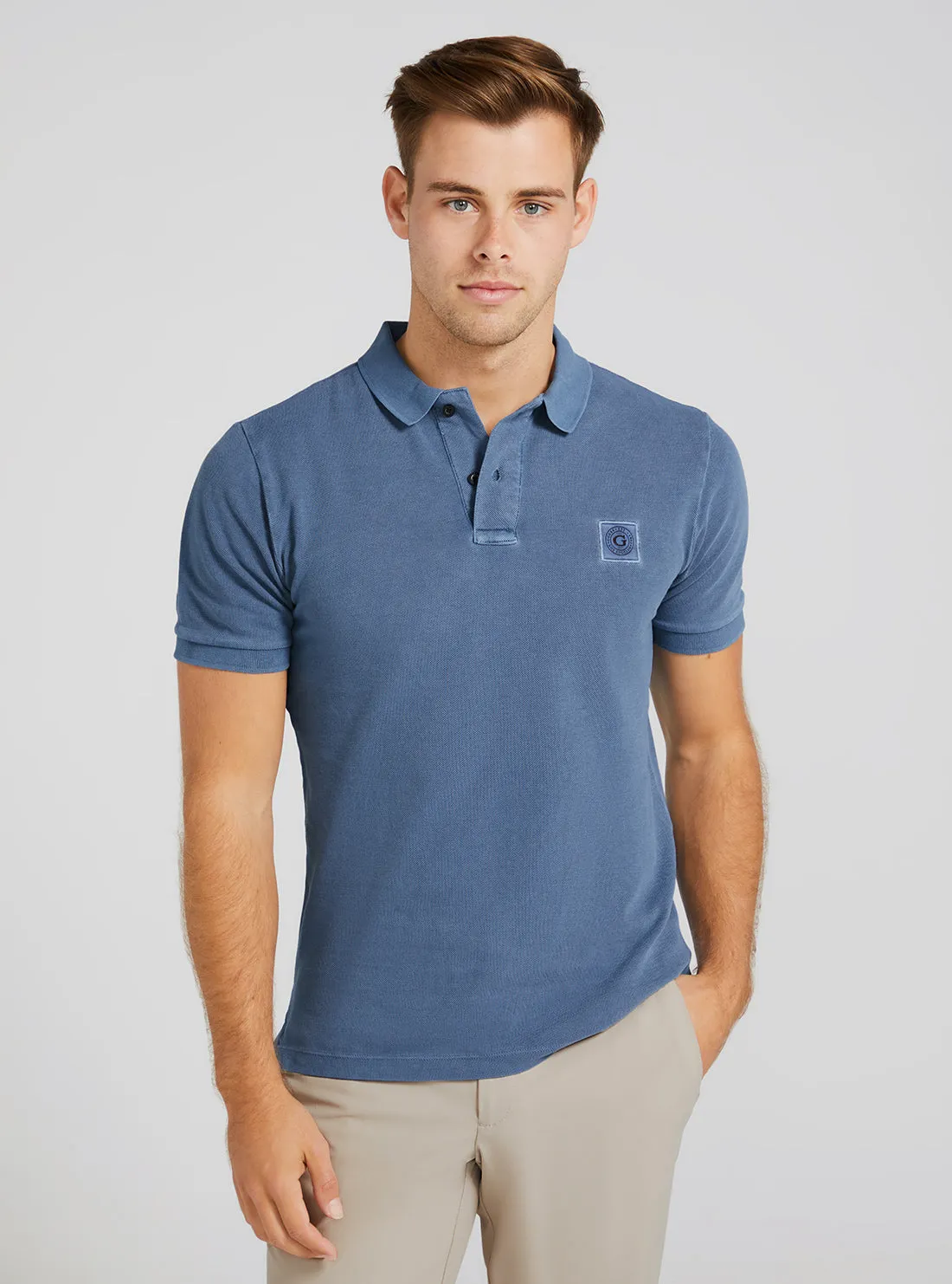 Eco Blue Lily Washed Polo T-Shirt