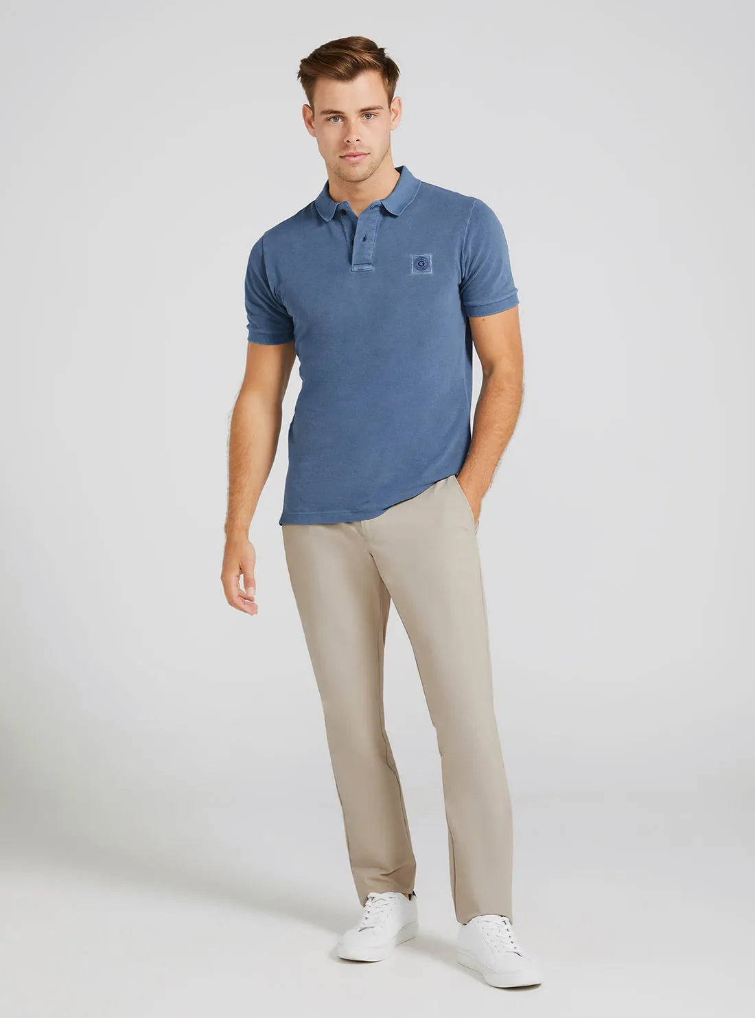 Eco Blue Lily Washed Polo T-Shirt