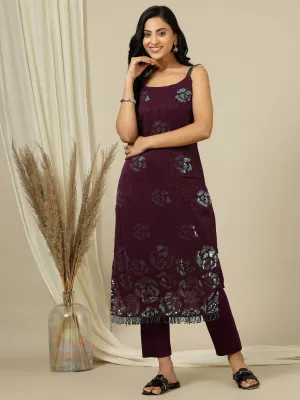 Embellished Grandeur & Majestic Artwork Georgette Straight Kurta