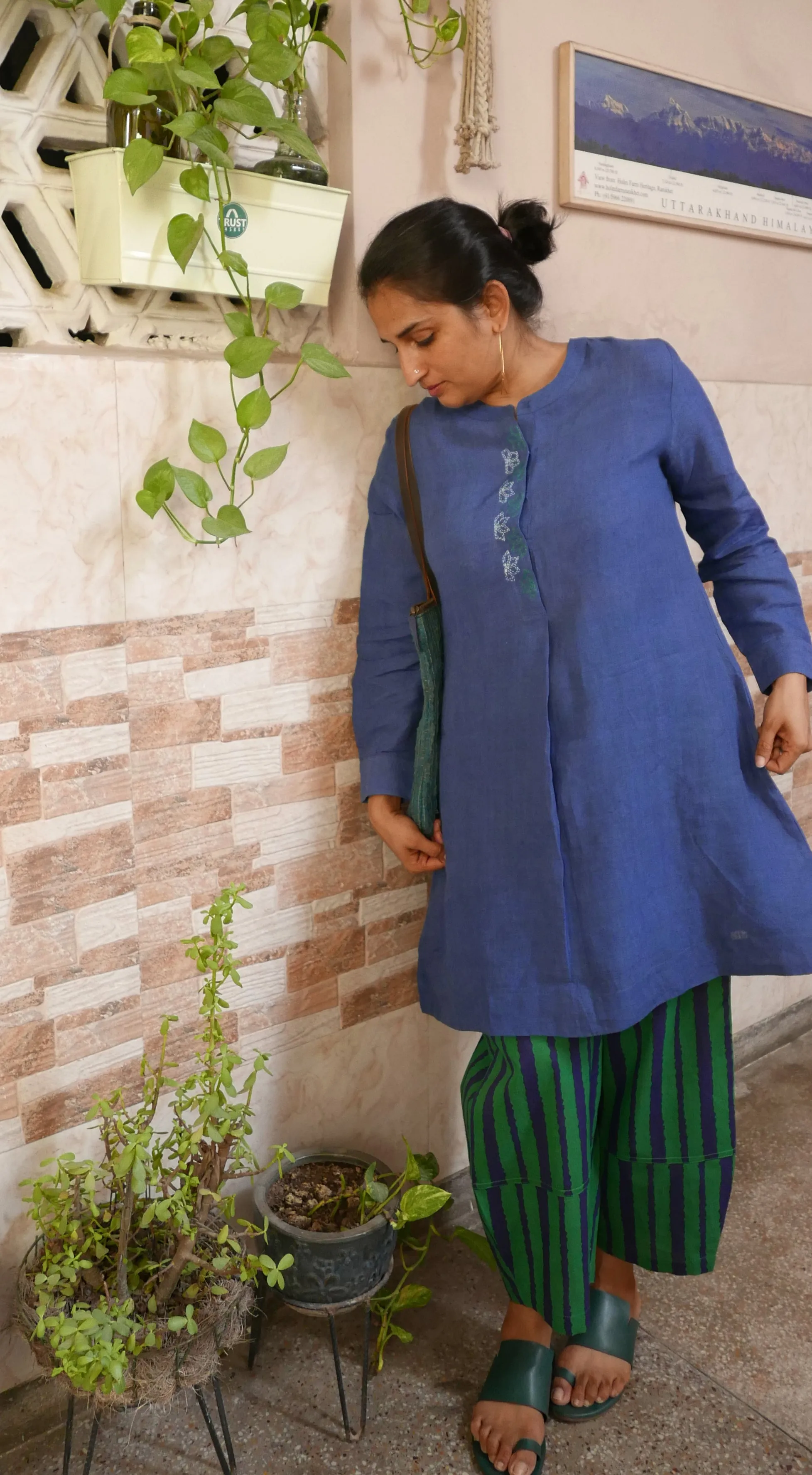 Hasu Linen Placket Tunic & Printed Sienna Fit Pants