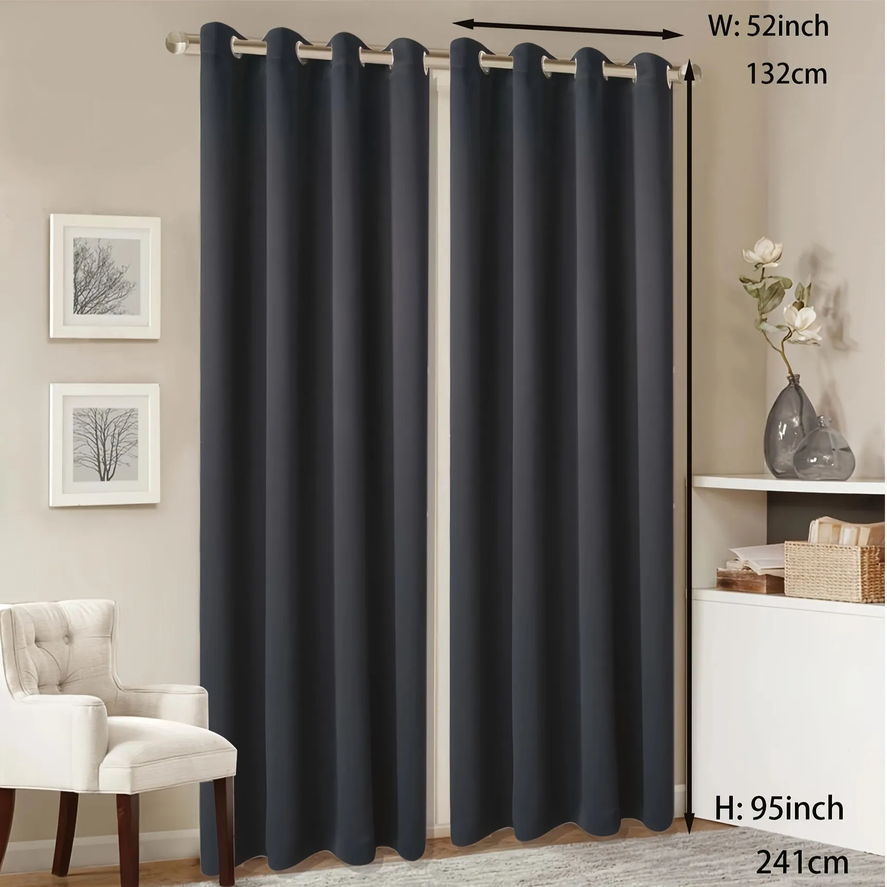 kkboxly 1 Panel Grommet Top Blackout Curtain Thermal Insulated Noise Reducing And Light Blocking Room Darkening Curtain For Living Room Bedroom Office Home Decor