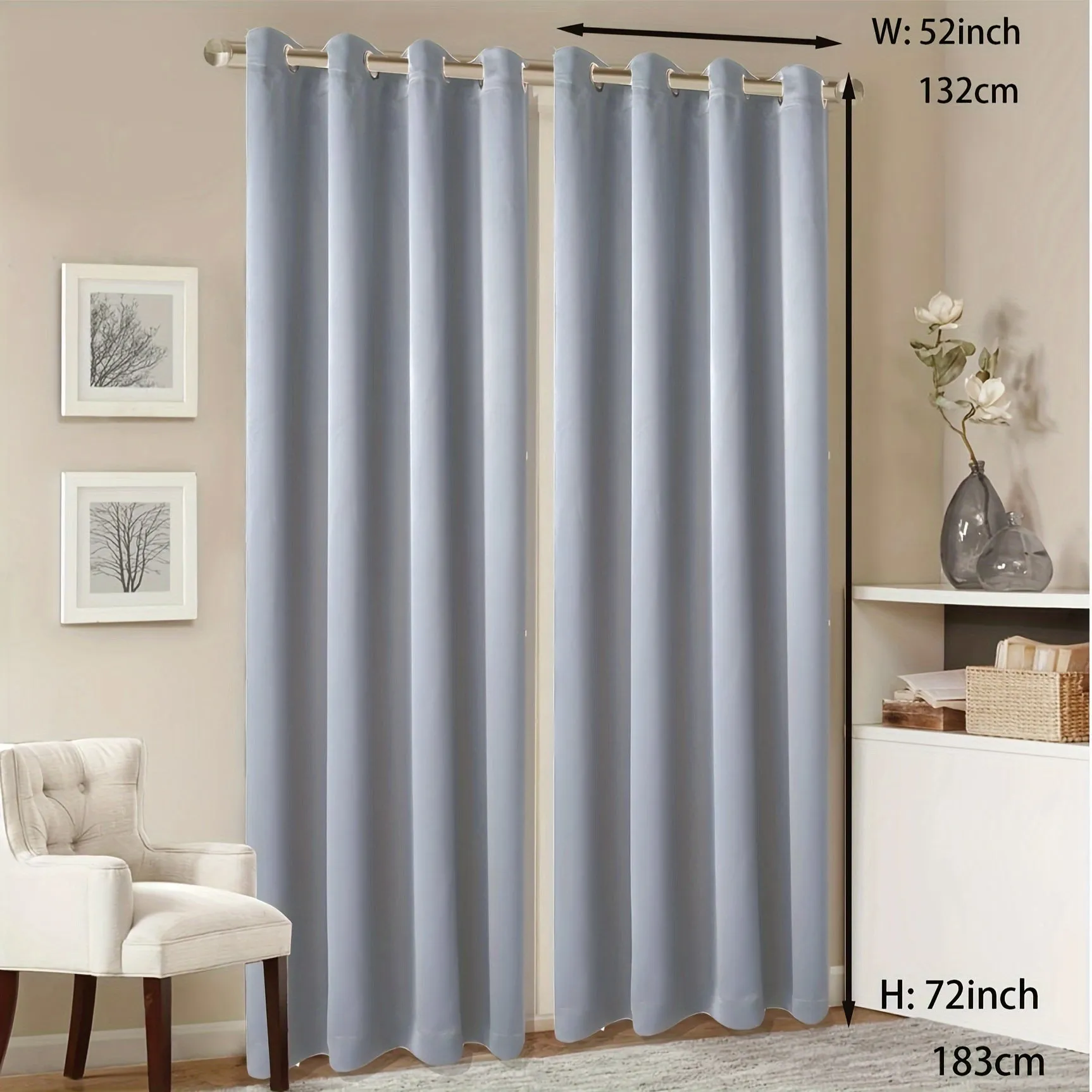 kkboxly 1 Panel Grommet Top Blackout Curtain Thermal Insulated Noise Reducing And Light Blocking Room Darkening Curtain For Living Room Bedroom Office Home Decor