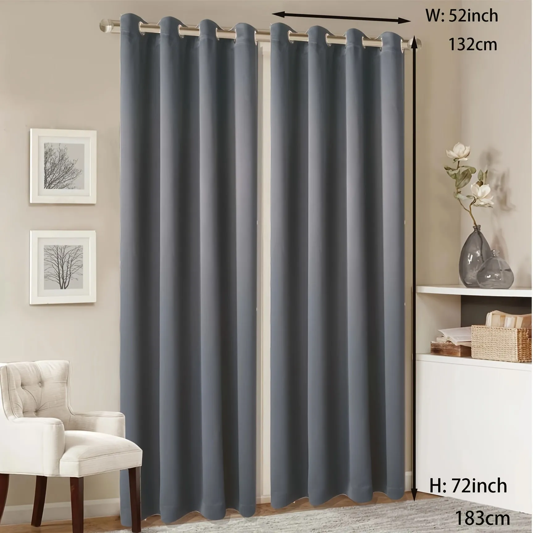 kkboxly 1 Panel Grommet Top Blackout Curtain Thermal Insulated Noise Reducing And Light Blocking Room Darkening Curtain For Living Room Bedroom Office Home Decor