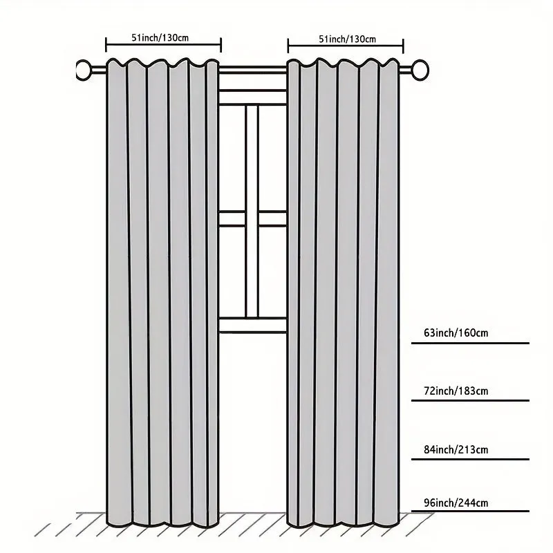 kkboxly 1pc 2-Layer Thermal Insulated Room Darkening Curtain - Blocks Sunlight, Provides Privacy, and Saves Energy for Living Room and Bedroom Home Decor