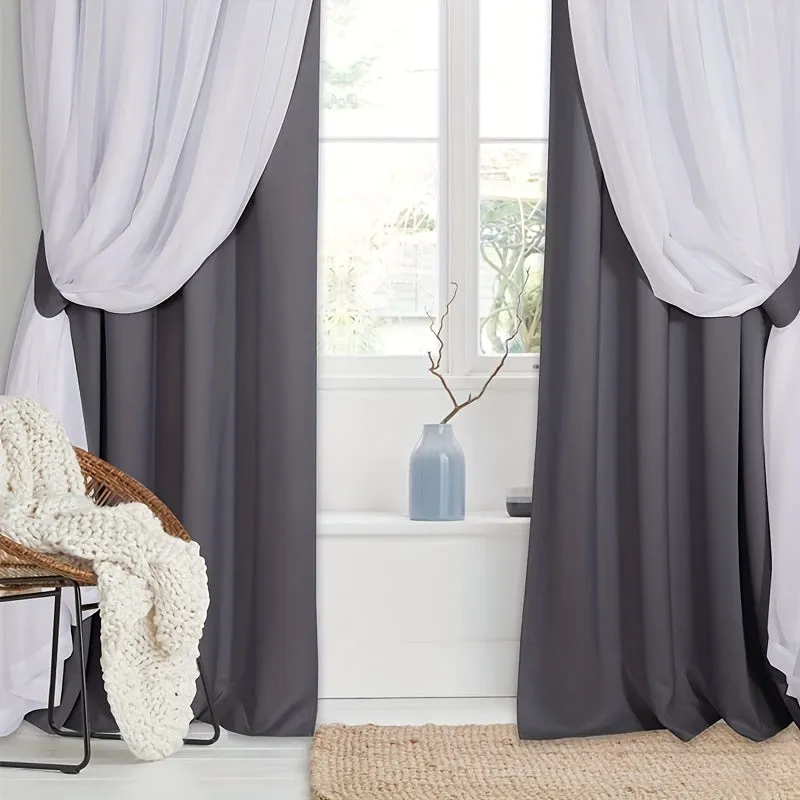 kkboxly 1pc 2-Layer Thermal Insulated Room Darkening Curtain - Blocks Sunlight, Provides Privacy, and Saves Energy for Living Room and Bedroom Home Decor