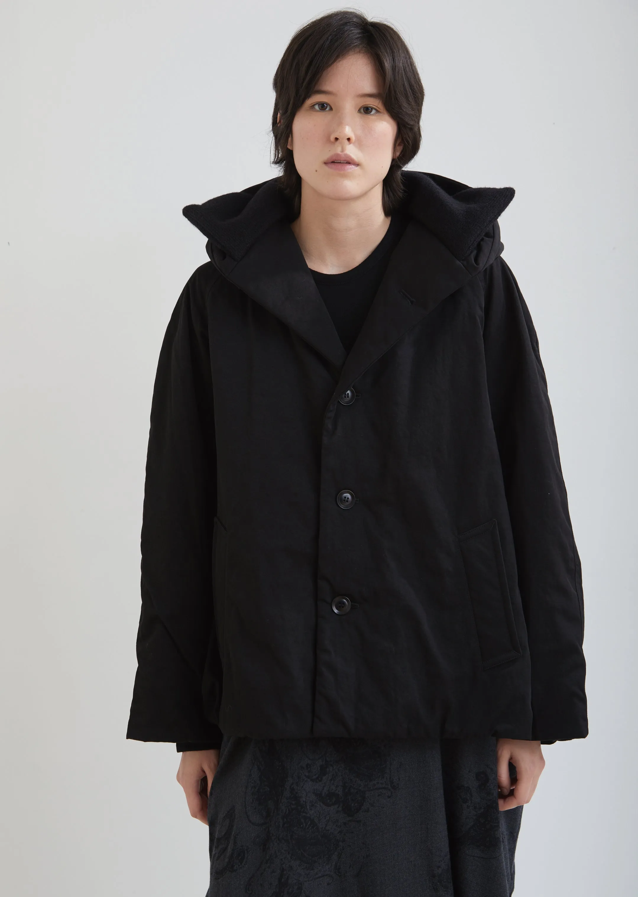 Knit Collar Hooded Parka