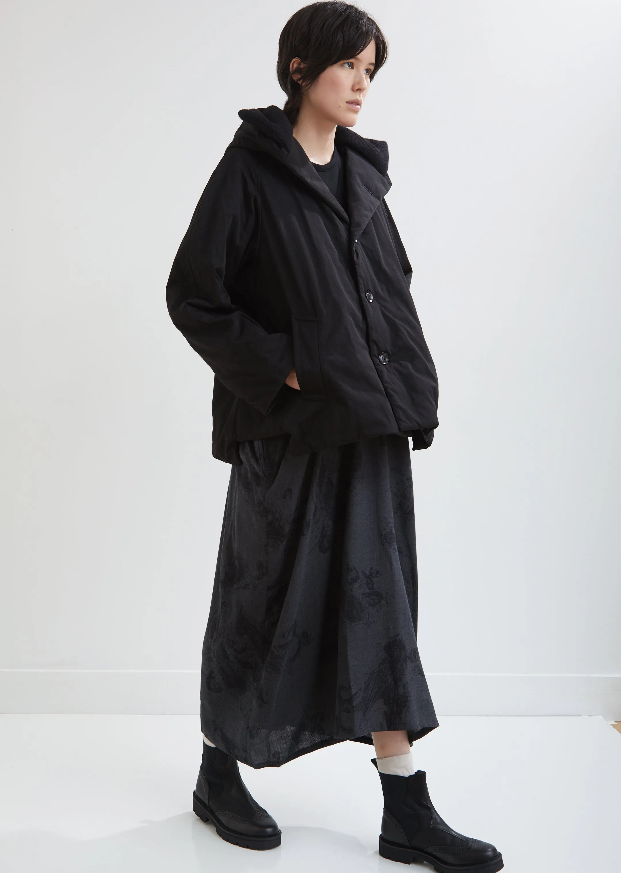 Knit Collar Hooded Parka