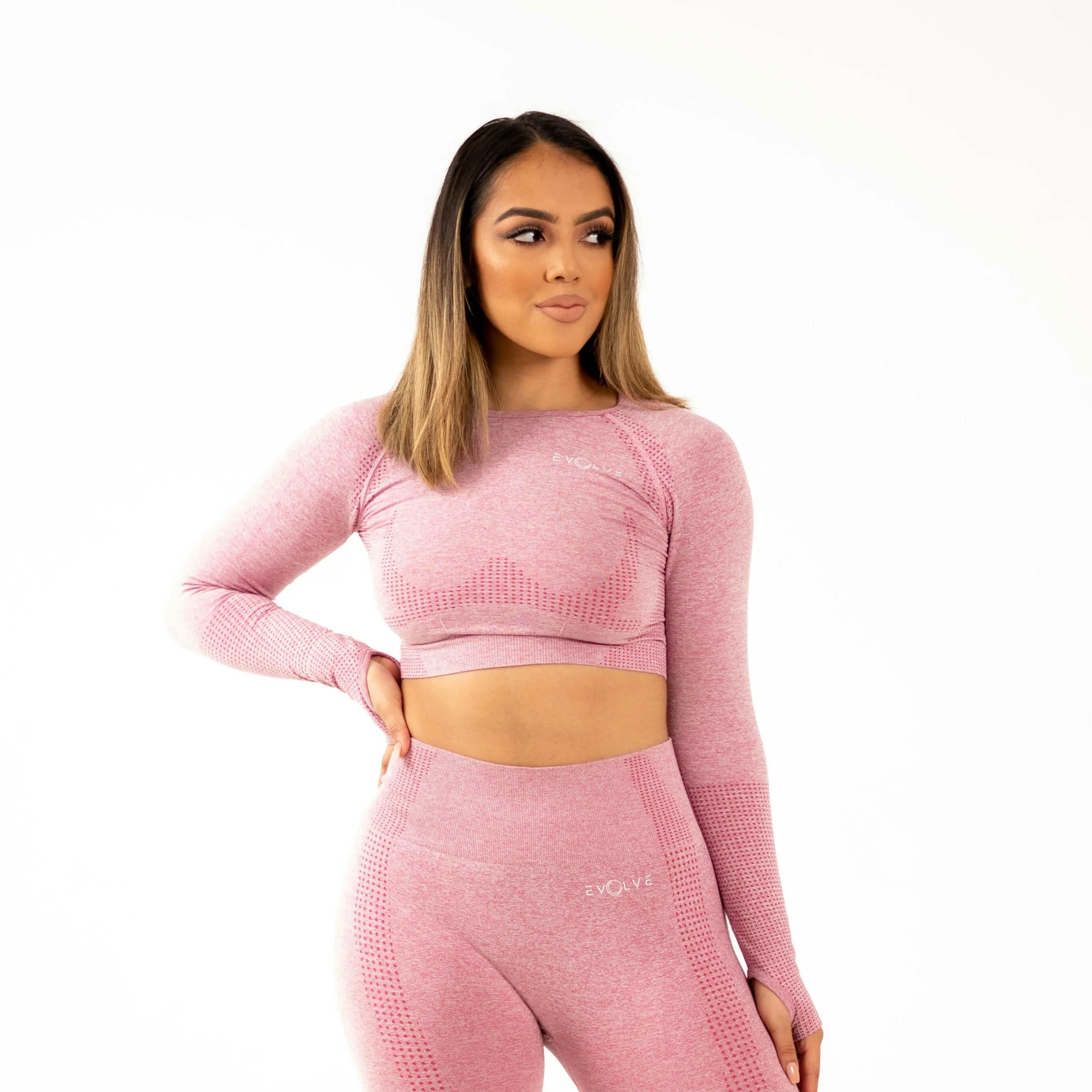 Marvel Seamless LS Crop Top (Pink)