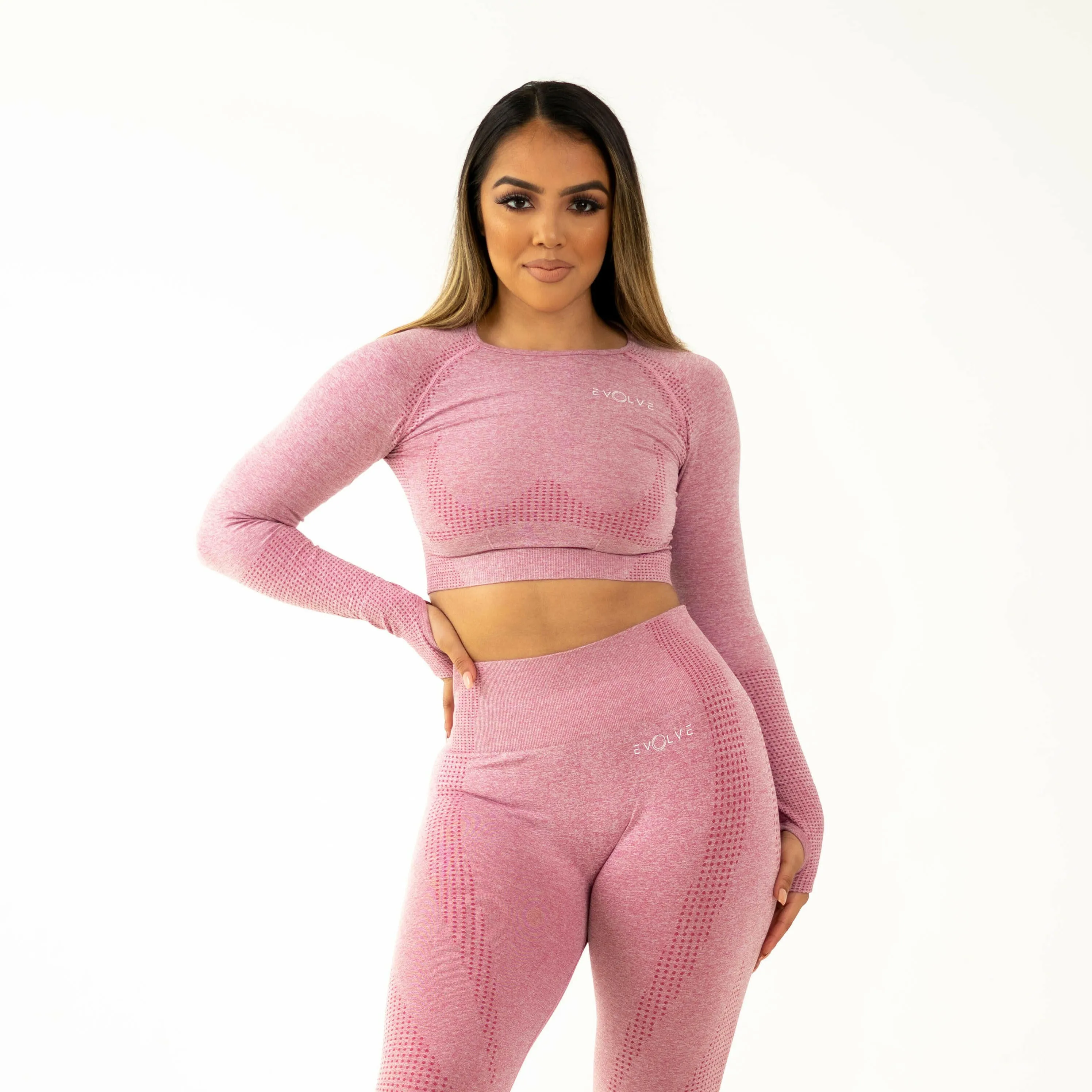 Marvel Seamless LS Crop Top (Pink)