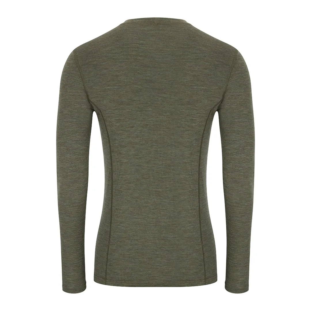 Merino Wool Crew Neck Long Sleeve Base Layer - Green by Hoggs of Fife