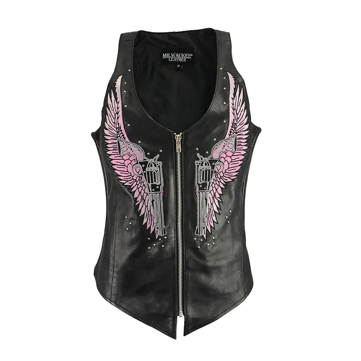 Milwaukee Leather MLL4535 Women's 'Winged Assassin' Black Leather Tank Vest