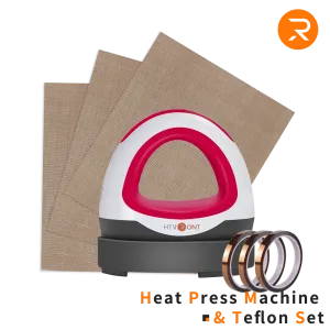 Mini Heat Press Machine & PTFE Teflon Sheets Bundle