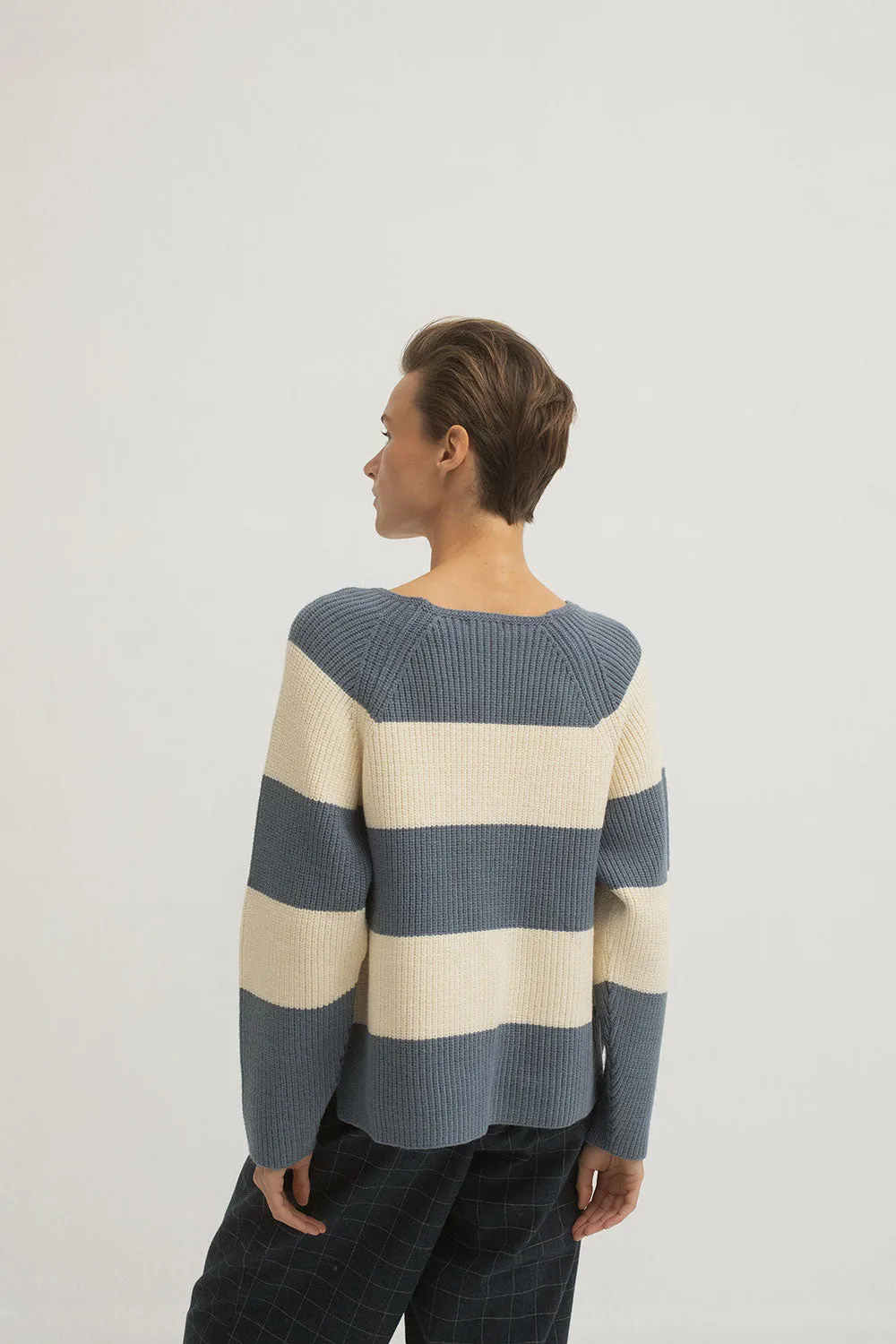 Mus & Bombon Vascao Boat Neck Sweater | Blue Stripe