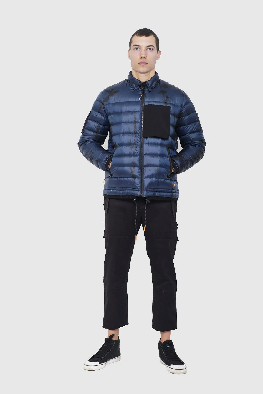 Navy Tie Dye Puffer - Packable Airplane Pillow