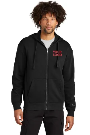 New Era Heritage Fleece Full-Zip Custom Hoodies, Black