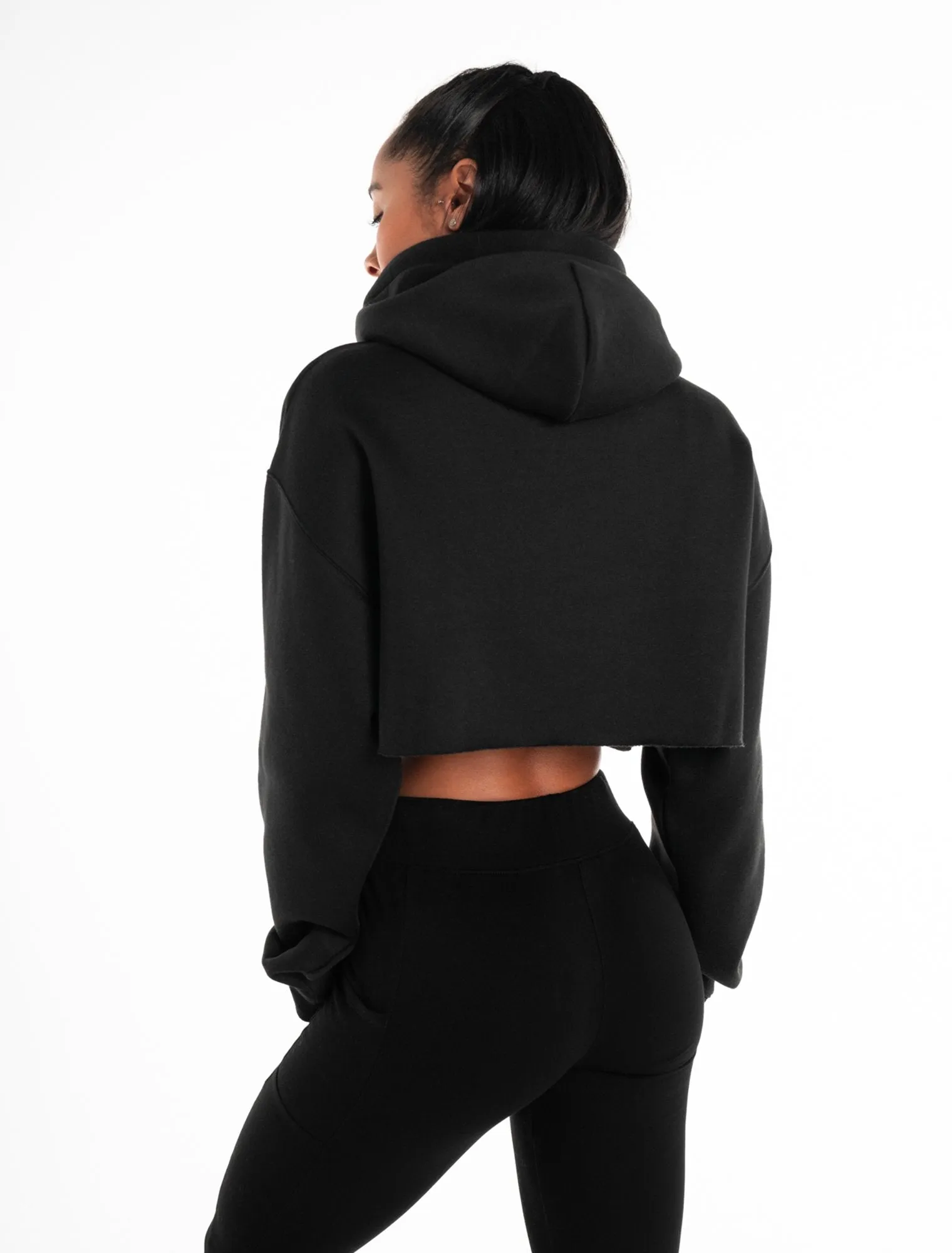 Oversized Crop Hoodie - Blackout