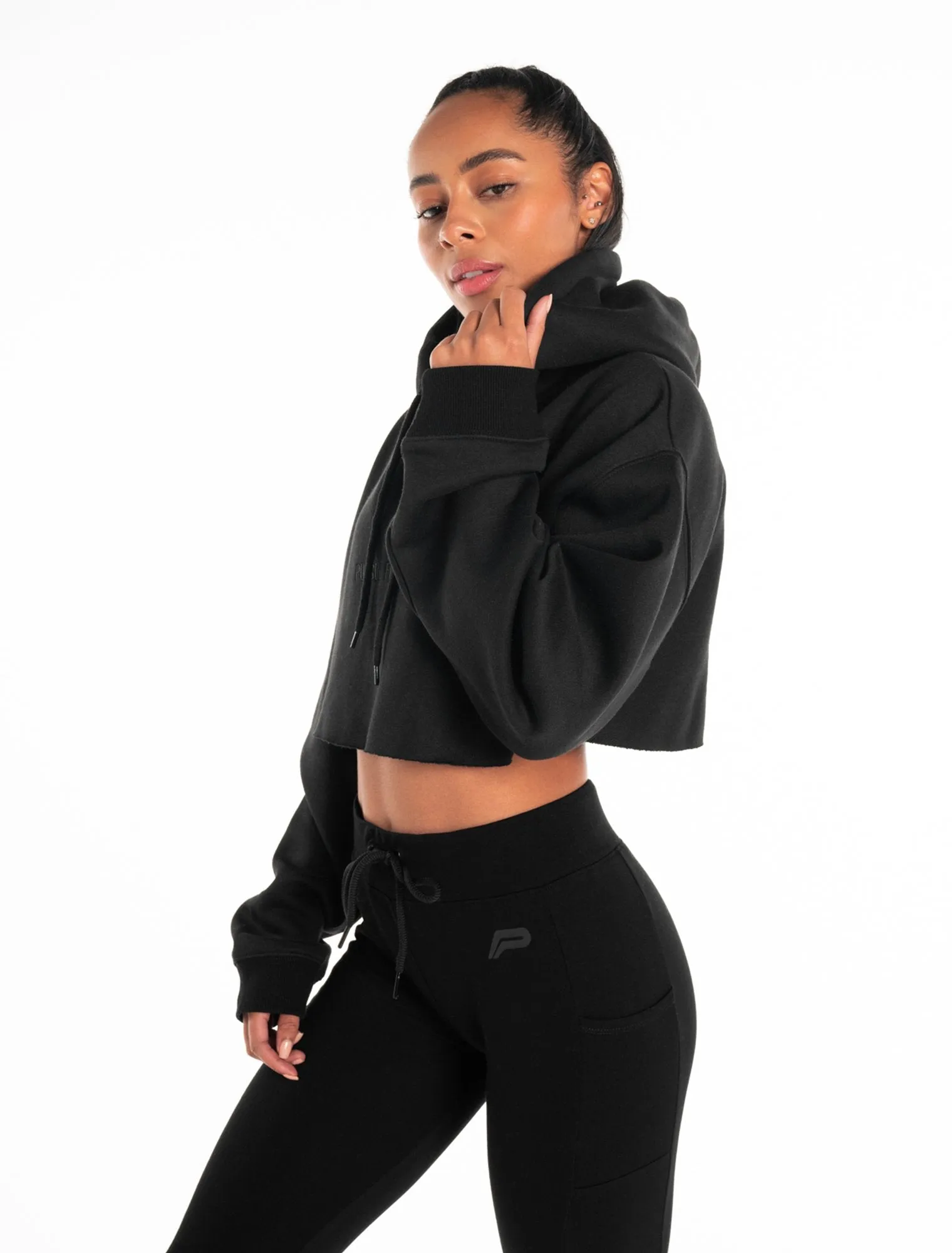 Oversized Crop Hoodie - Blackout