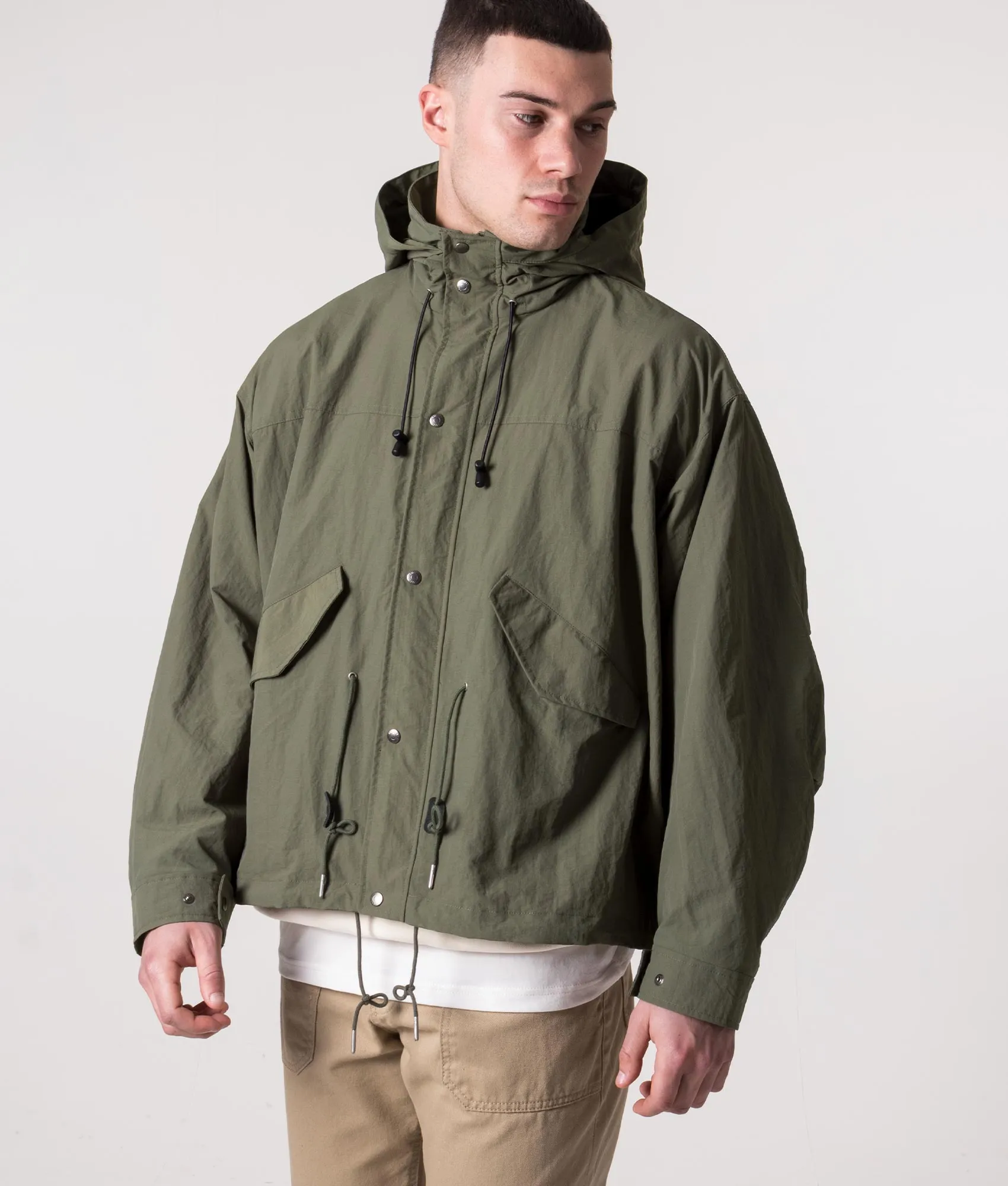 Oversized Fit Nylon Military Short Jacket