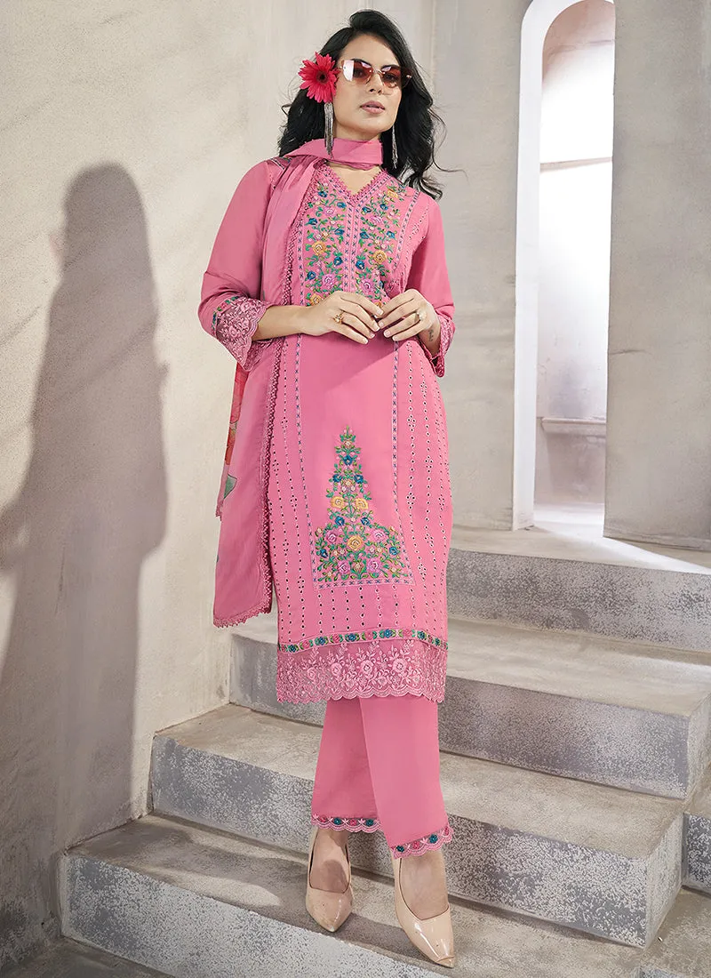 Pink Multi Embroidery Chikankari Pakistani Salwar Kameez