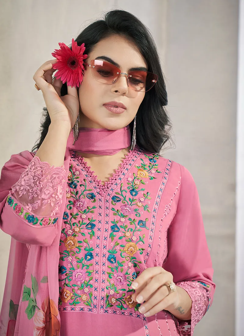 Pink Multi Embroidery Chikankari Pakistani Salwar Kameez