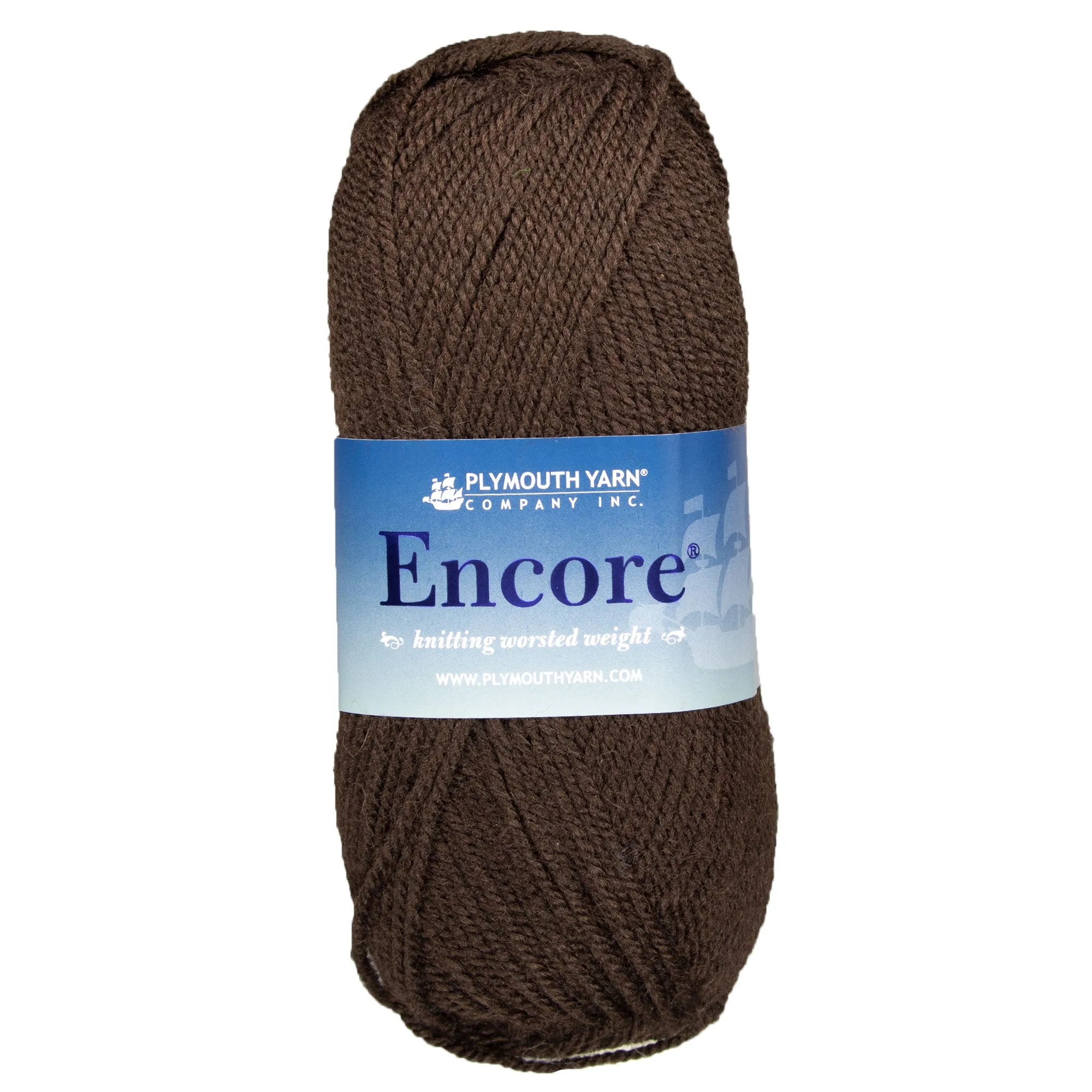 Plymouth Yarn Encore Worsted Yarn - 0599 Deep Brown