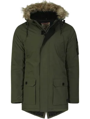 Ponsonby Parka Jacket With Fur Trim Hood in Amazon Khaki - Tokyo Laundry