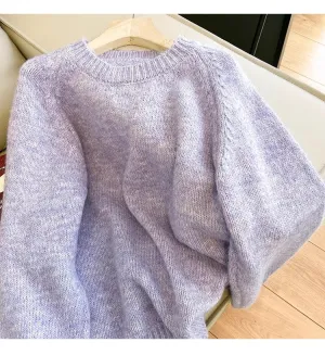 Purple Sweater Women's New Soft Round Neck Sweater       S4798