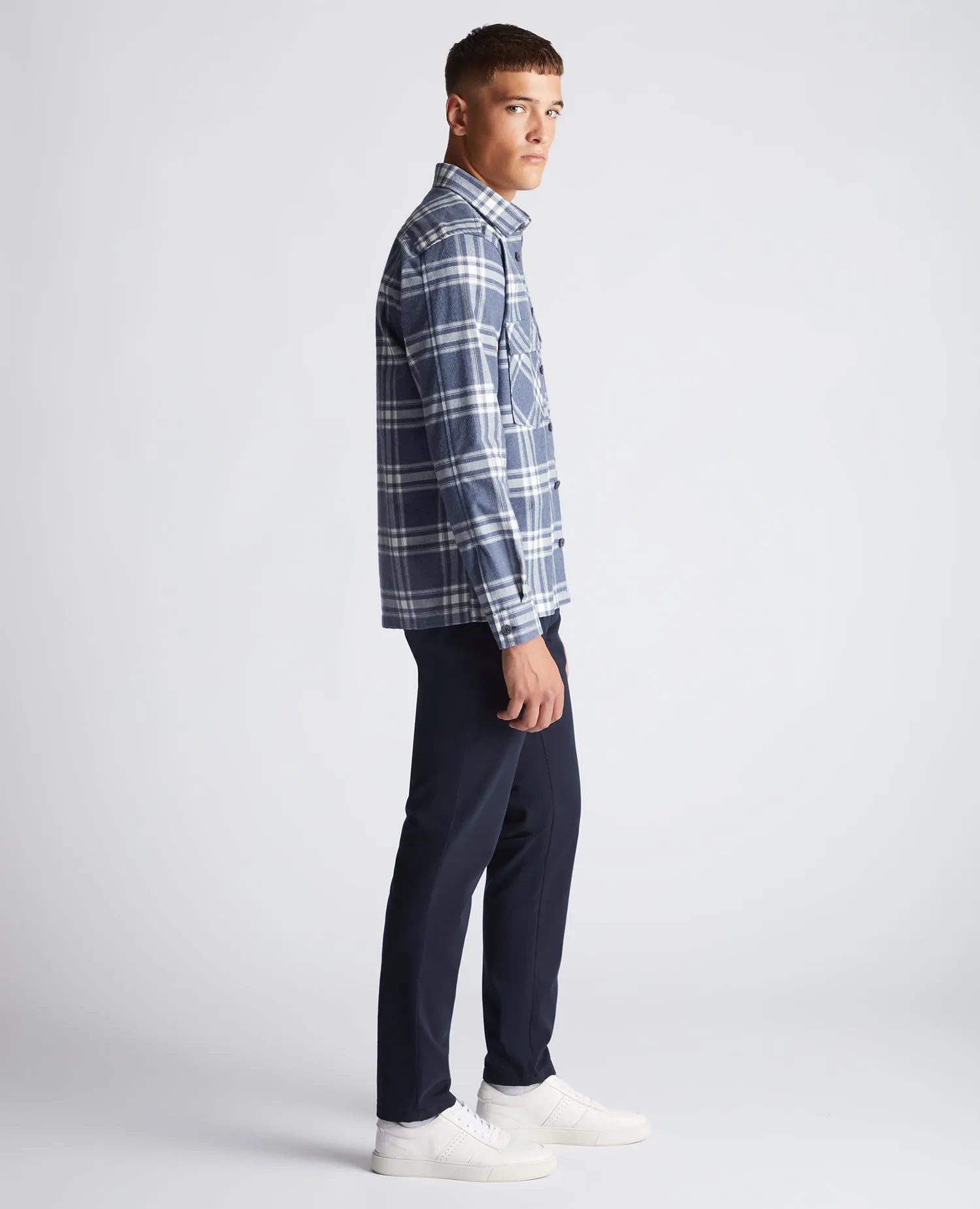 Regular Fit Checked Heavyweight Cotton Overshirt