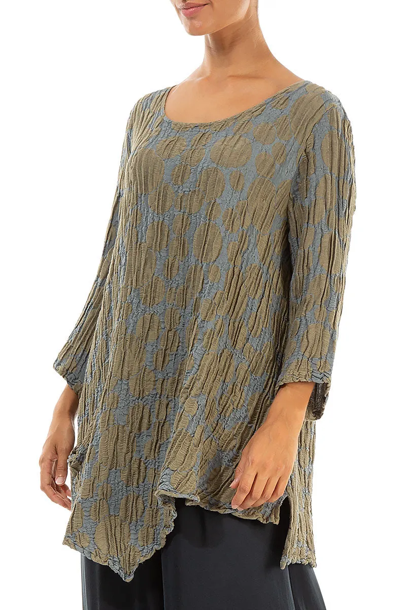 Side Pocket Silver Sage Circle Silk Linen Tunic