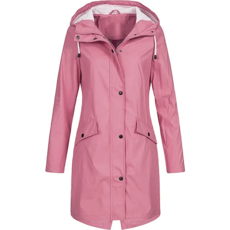 US SALE of Long Rain Jacket for Women / Hiking Outdoor Coat with Hood - SF0011