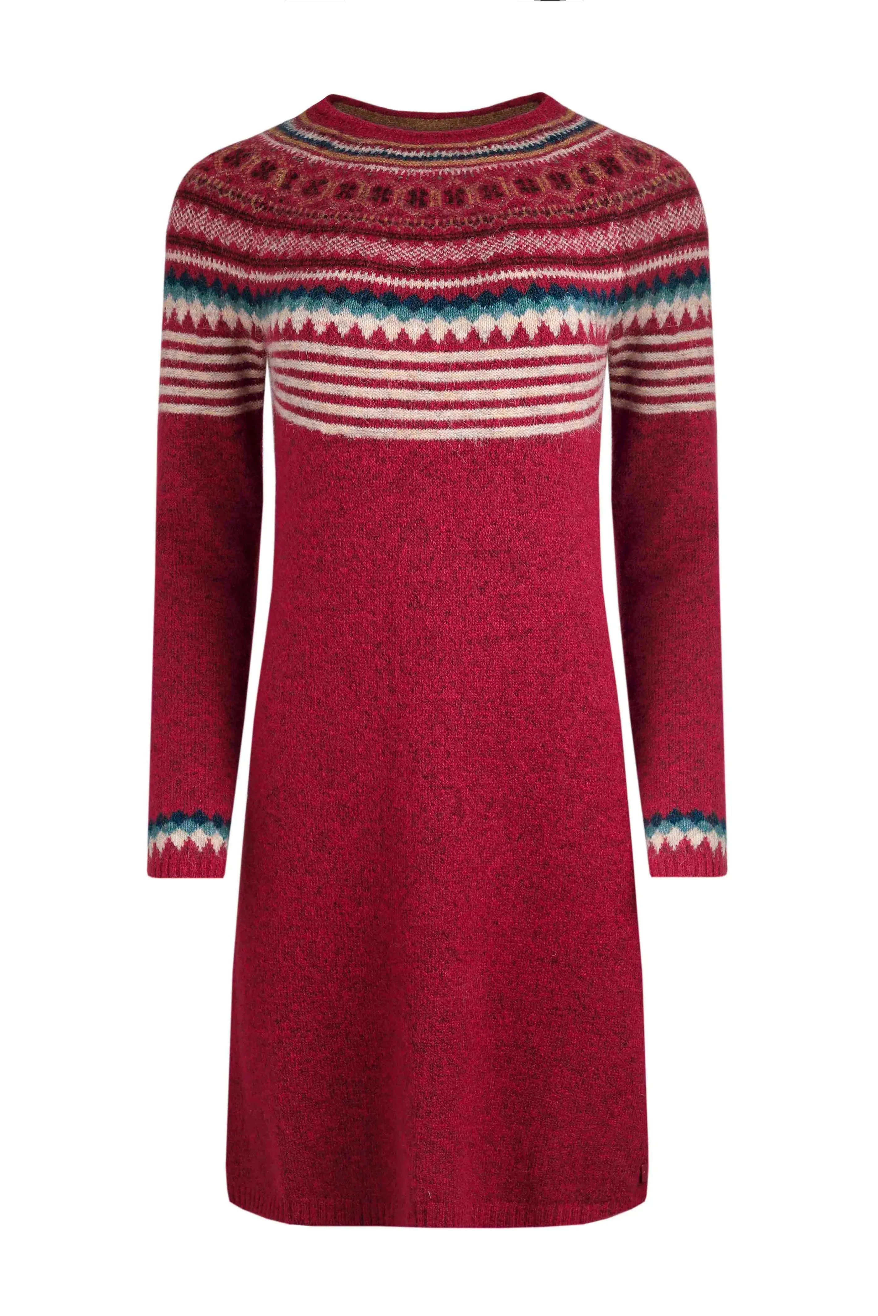 Weird Fish 16 Rhubarb Blakely Eco Fair Isle Knitted Dress