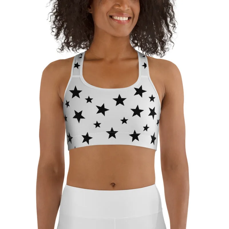 White Stars Sports Bra