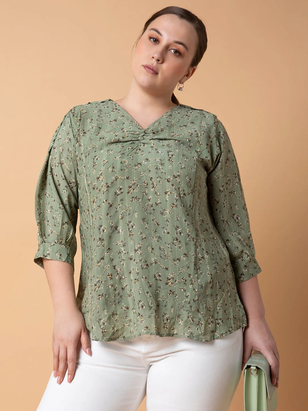 Women Floral Green Top