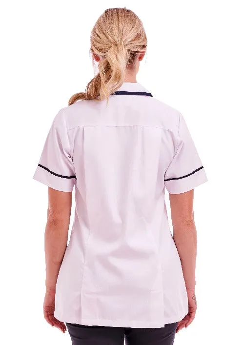 Women's White Poly Cotton Tunic – Healthcare & Nurse Uniform (Sizes 8-26)